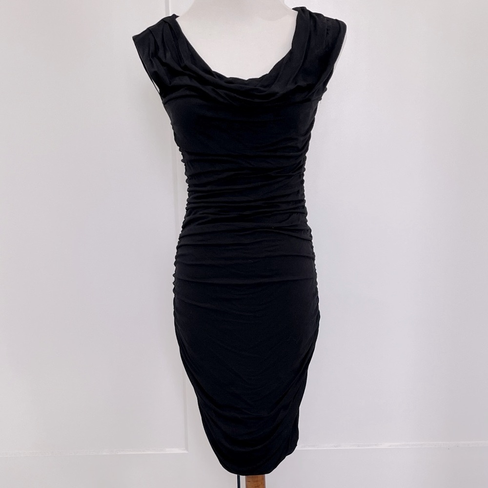 INC international concepts body con ruching cocktail dress - Black